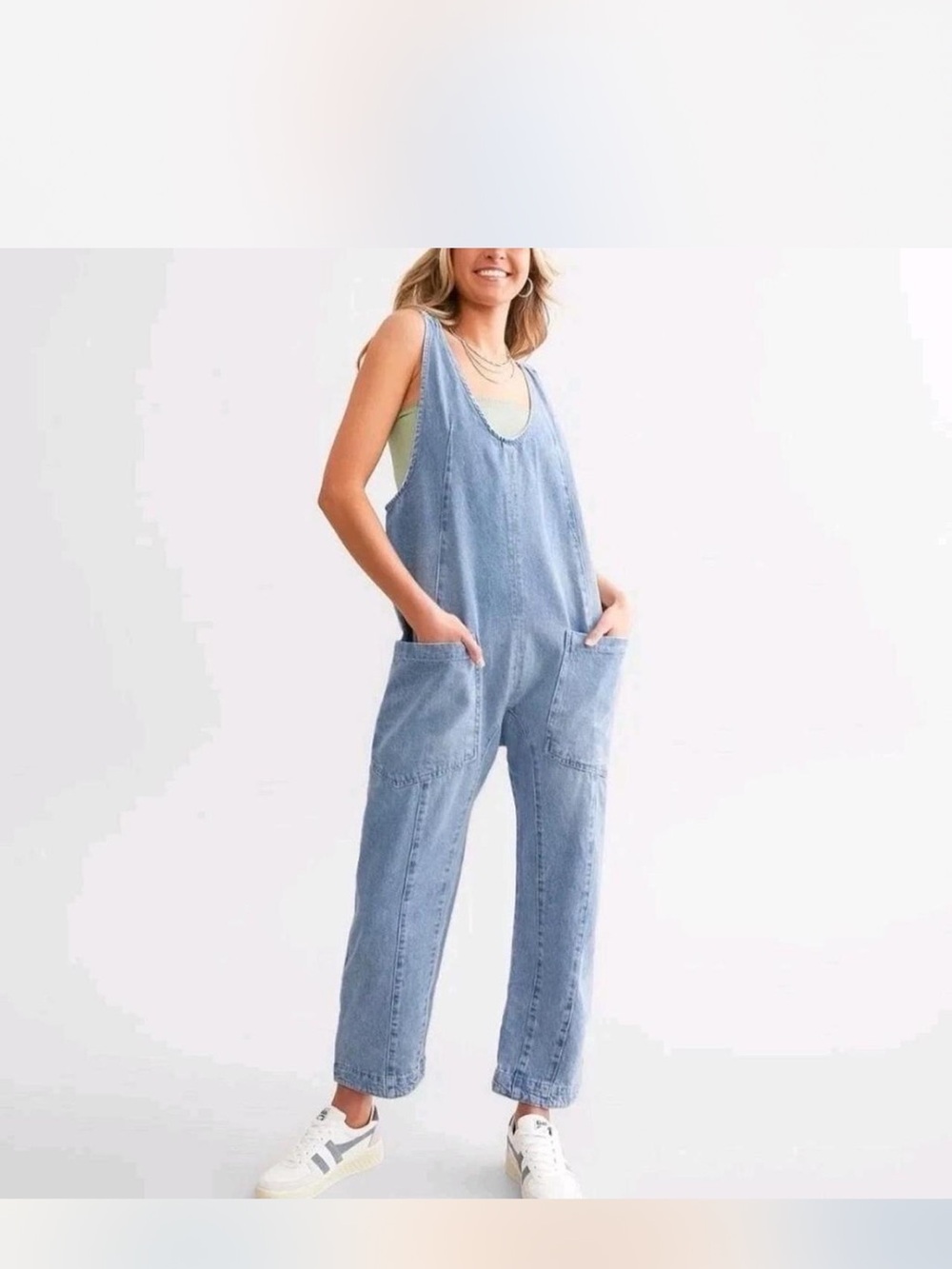 Free People Light Blue Denim Women's Overalls